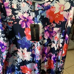 Hot Gift Floral Long Sleeve Shirt blue purple red pink Size Large NWT